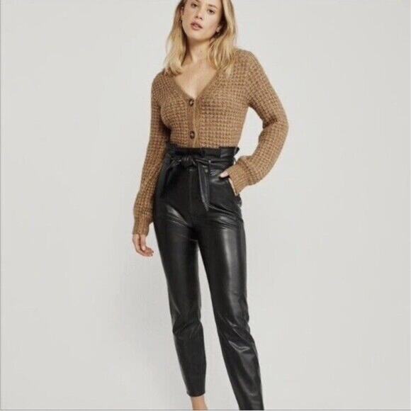 Abercrombie + Fitch Faux Leather Paper Bag Waist Pant Size Small - Picture 1 of 14